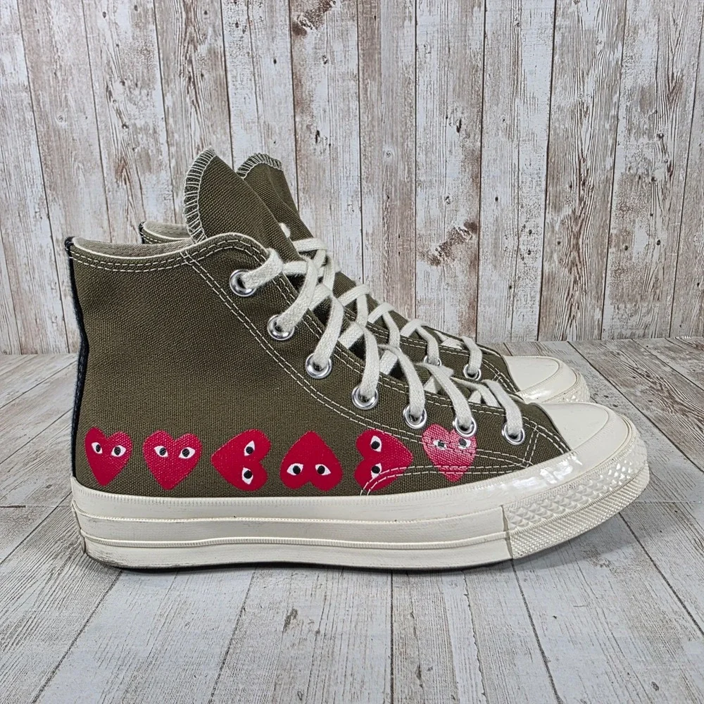 Converse Comme des Garcons PLAY Chuck 70 High Top Khaki Green 162973C Womens 8